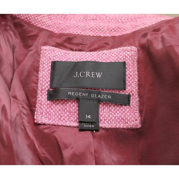 J Crew Womens Pink Regent Blazer in Donegal Wool Blend Tweed Size 14 Jacket - Picture 3 of 8